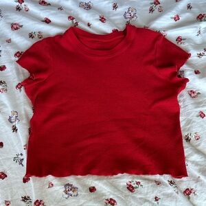 Red ribbed crop top from Brandy Melville